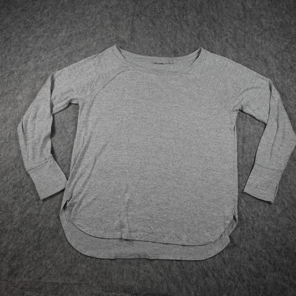 Athleta Top Women‎ Extra Large Gray Heathered Thumbhole Raglan Knit Long Sleeve